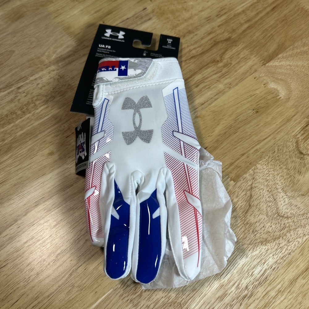 Under Armour UA F8 Texas Limited Edition Football Gloves Men Medium GlueGrip NEW